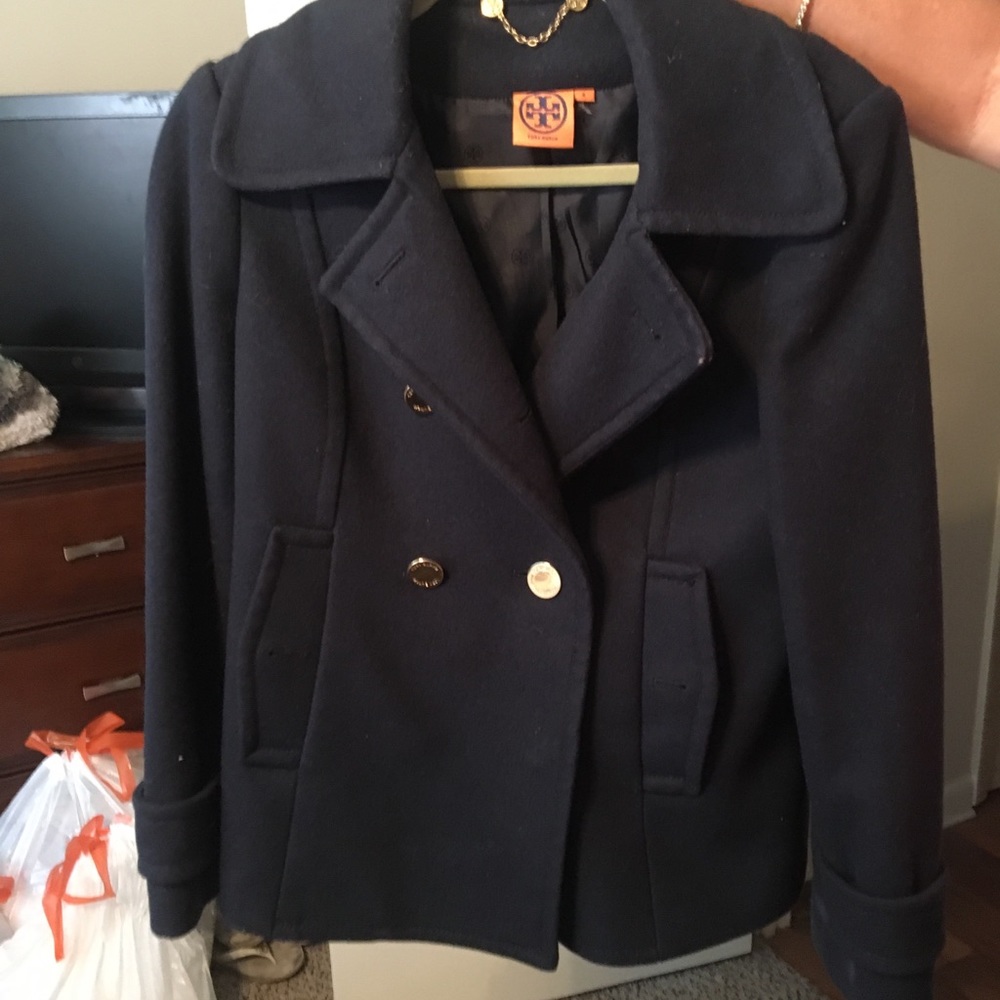Tory Burch Navy Blue Wool Peacoat